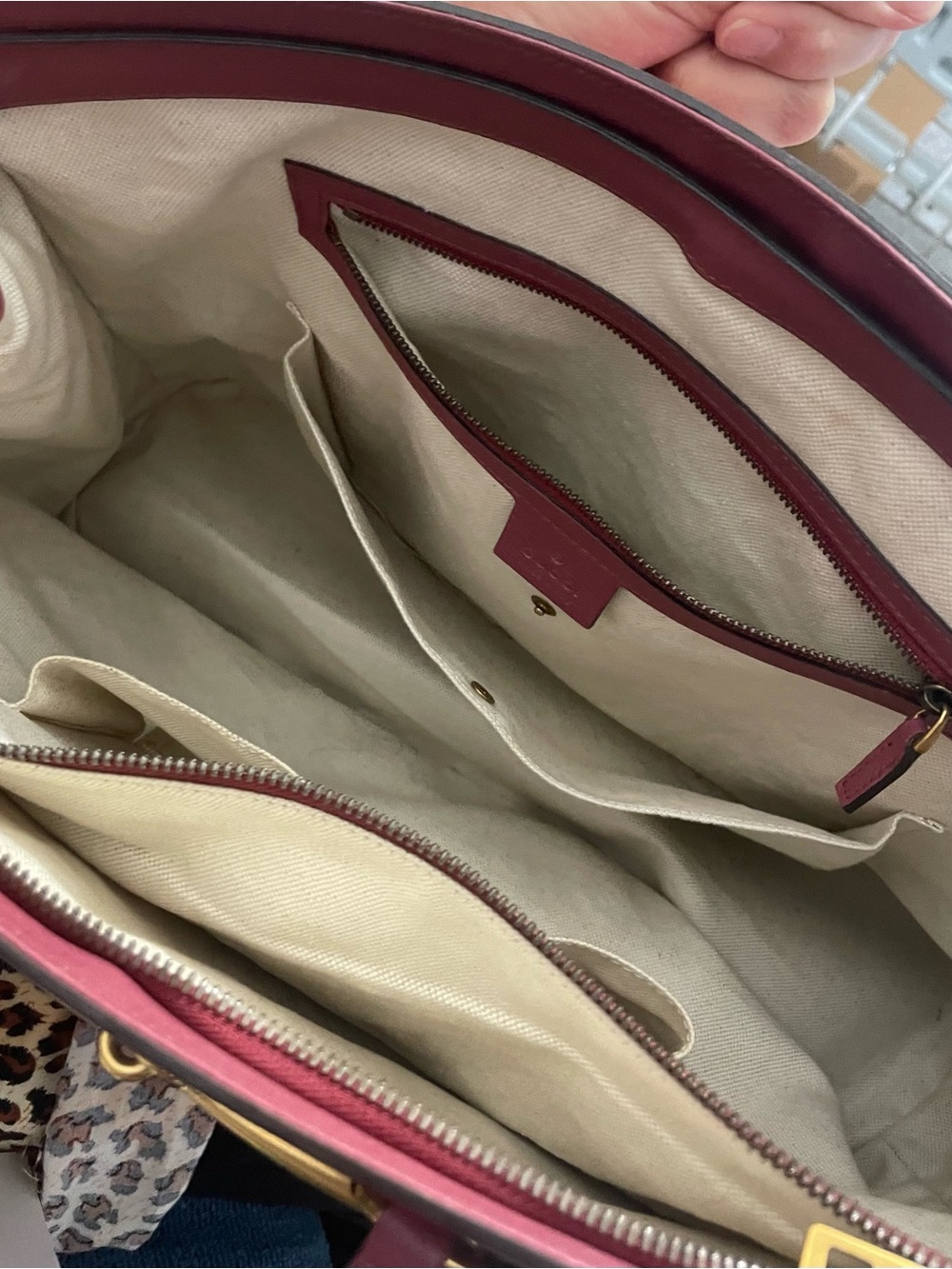 Gucci Wine Red Leather Top-Handle Tote with Gold Horsebit - Picture 4 of 4
